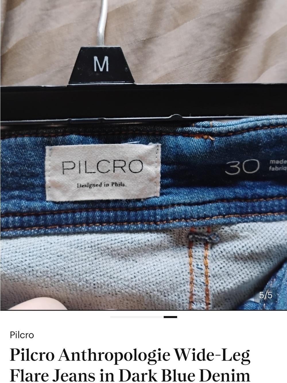 Pilcro Anthropologie High Rise Wide Leg Flare Jeans Dark Wash Size 30 - Picture 6 of 8